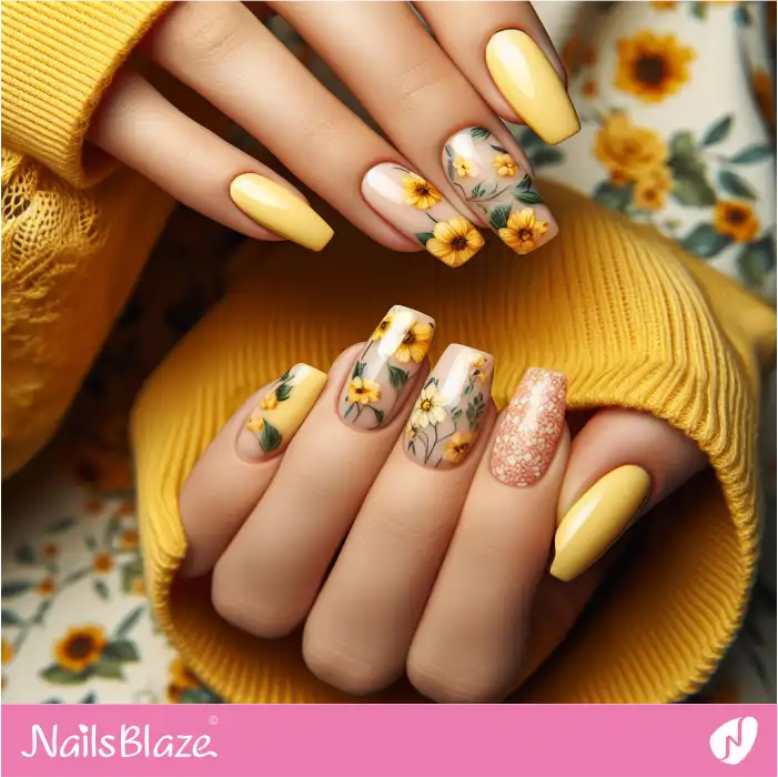 Yellow Flowers Nails Design | Spring Nails - NB3952
